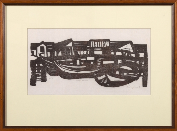 "Lofot" framed woodcut print by Ilse Buchert Nesbitt