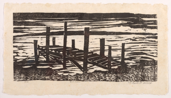 woodcut print "Quiet Waters" by Ilse Buchert Nesbitt