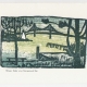 Narragansett Bay & Bridge Notecard - woodcut by Ilse Buchert Nesbitt