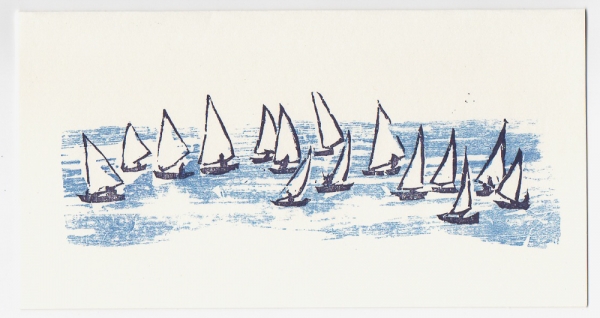 Sail Boats Notecard - Woodcut by Ilse Buchert Nesbitt