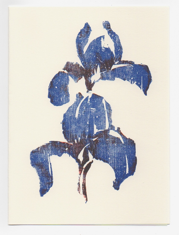 Two Iris notecard - woodcut by Ilse Buchert Nesbitt