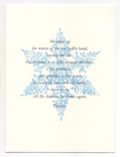 Snowflake greeting card, woodcut by Ilse Buchert Nesbitt