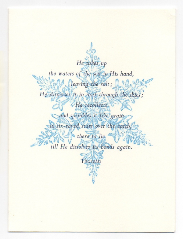 Snowflake greeting card, woodcut by Ilse Buchert Nesbitt