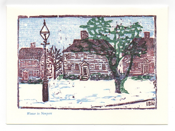 Upper Queen Anne Square greeting card, woodcut by Ilse Buchert Nesbitt