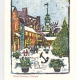 Wharf Christmas greeting card, woodcut by Ilse Buchert Nesbitt