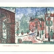 Winter Day in Newport, Washington Square greeting card. Woodcut by Ilse Buchert Nesbitt.