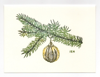 Ball and Branch Greeting Card, woodcut by Ilse Buchert Nesbitt
